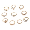 European and American fashion jewelry, diamond-encrusted retro combination joint ring, crown, star, water drop 10-piece set ring details Picture